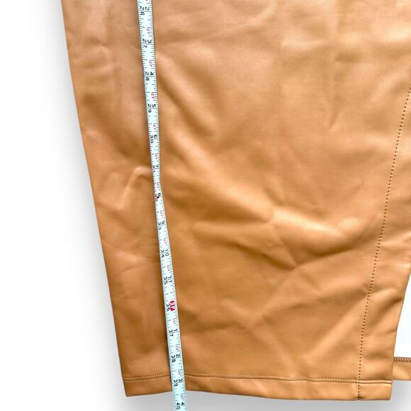 NWT Alix NYC Vegan Leather Midi Dress beige halter side slit bodycon sz XS - Picture 11 of 12